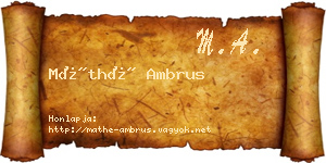Máthé Ambrus névjegykártya